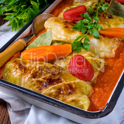 golabki - polish cabbage rolls in tomato sauce