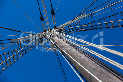 Sailboat rigging and big mast