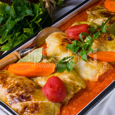 golabki - polish cabbage rolls in tomato sauce