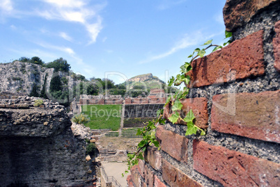 detail of the Ancient Theatre of Taormina in Sicily