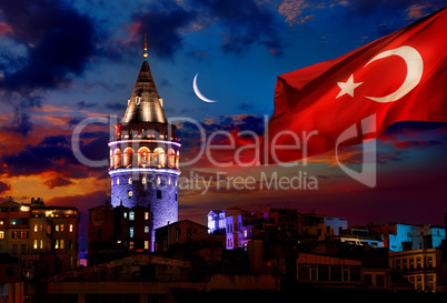 Flag and Galata Tower