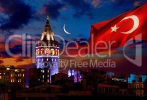 Flag and Galata Tower