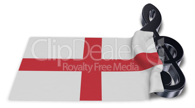 clef symbol and english flag - 3d rendering