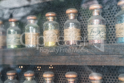 Set of colorful glitters on the display