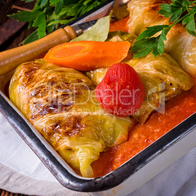 golabki - polish cabbage rolls in tomato sauce