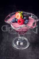 delicious pudding with wild berry