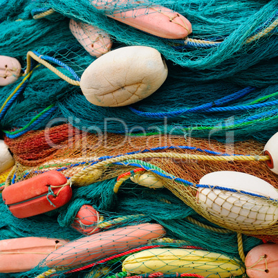 background of fishing nets and floats
