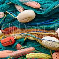 background of fishing nets and floats