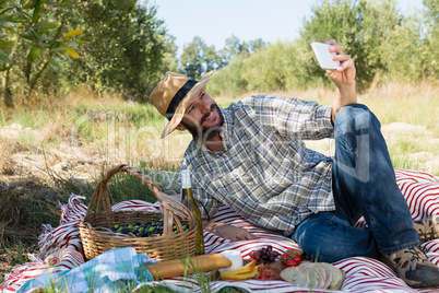 Man taking a selfie from mobile phone