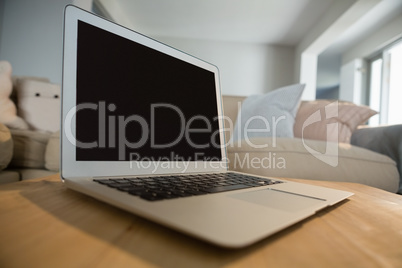 Laptop on table in the living room