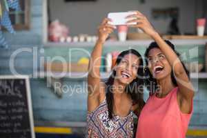 Friends taking selfie from mobile phone