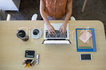 Female executive working over laptop at her desk