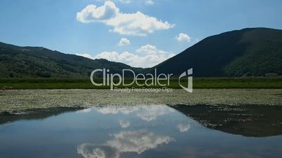 View of the Rascino Lake with the mountains around