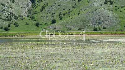 View of the Rascino Lake with the mountains around