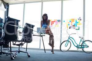 Female executive working over laptop