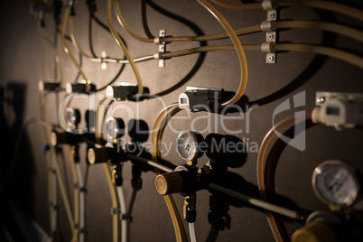 Close up pressure gauges at brewery