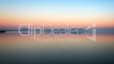 Sunrise over the lake Balaton of Hungary, long exposure