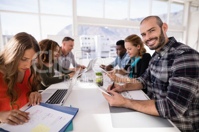 Attentive executives in a meeting