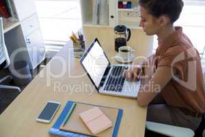 Female executive working over laptop at her desk