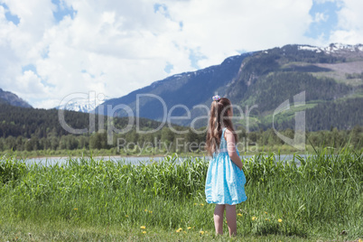 Rear view of girl looking at view