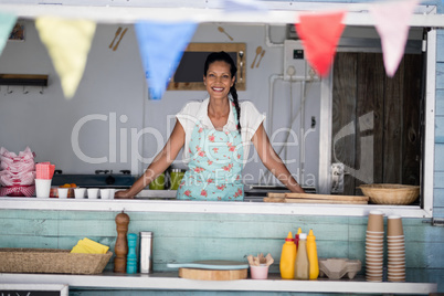 Portrait of waitress smiling Portrait of waitress smiling