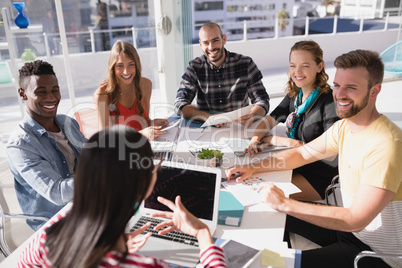 Business executives discussing during meeting