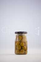 Green olives in jar