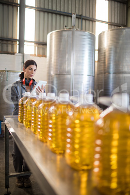 Female worker using digital tablet