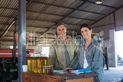 Portrait of smiling worker together