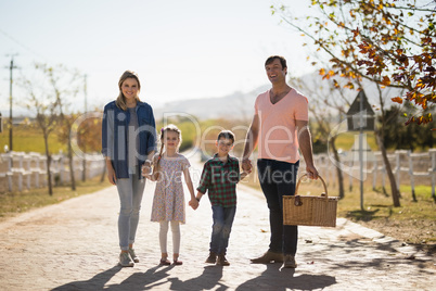 Happy family in the park on a sunny day