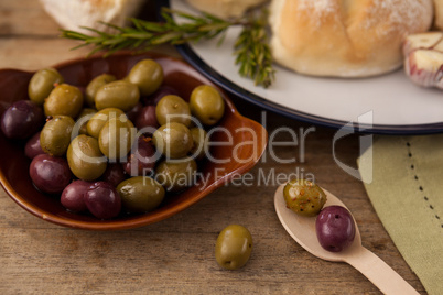 Close up of olives in plate