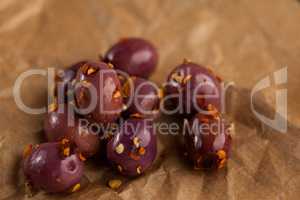 Close up of black olives
