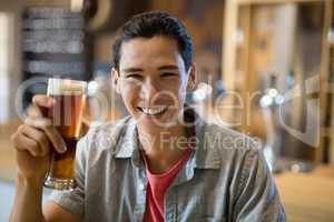 Man having beer in a restaurant