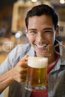 Man having beer in a restaurant