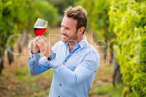 Smiling man holding wineglass