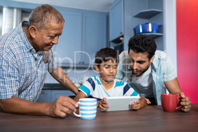 Family using digital table
