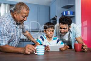 Family using digital table