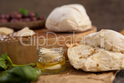 Close up of bread by cutting board