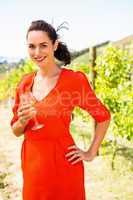 Portrait of smiling woman holding wineglass