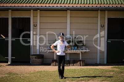 Rider girl smiling in the ranch