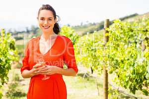 Portrait of smiling beautiful woman holding wineglass