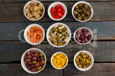 Various food arranged on table