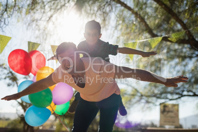 Father and son enjoying together in the park