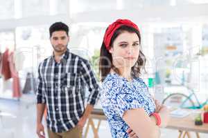 Couple standing together in the office