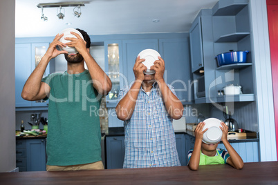 Family having breakfast