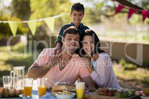 Happy family enjoying together in the park