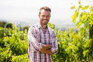 Portrait of smiling man at vineyard