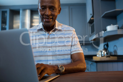 Portrait of senior man using laptop