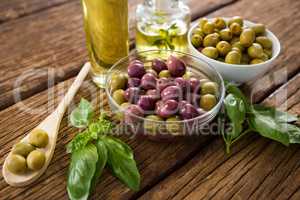 Marinated olives with ingredients