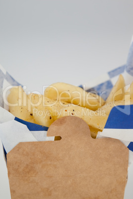 French fried chips in a take away container